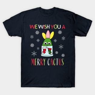 We Wish You A Merry Cactus - Hybrid Cactus In Christmas Themed Pot T-Shirt